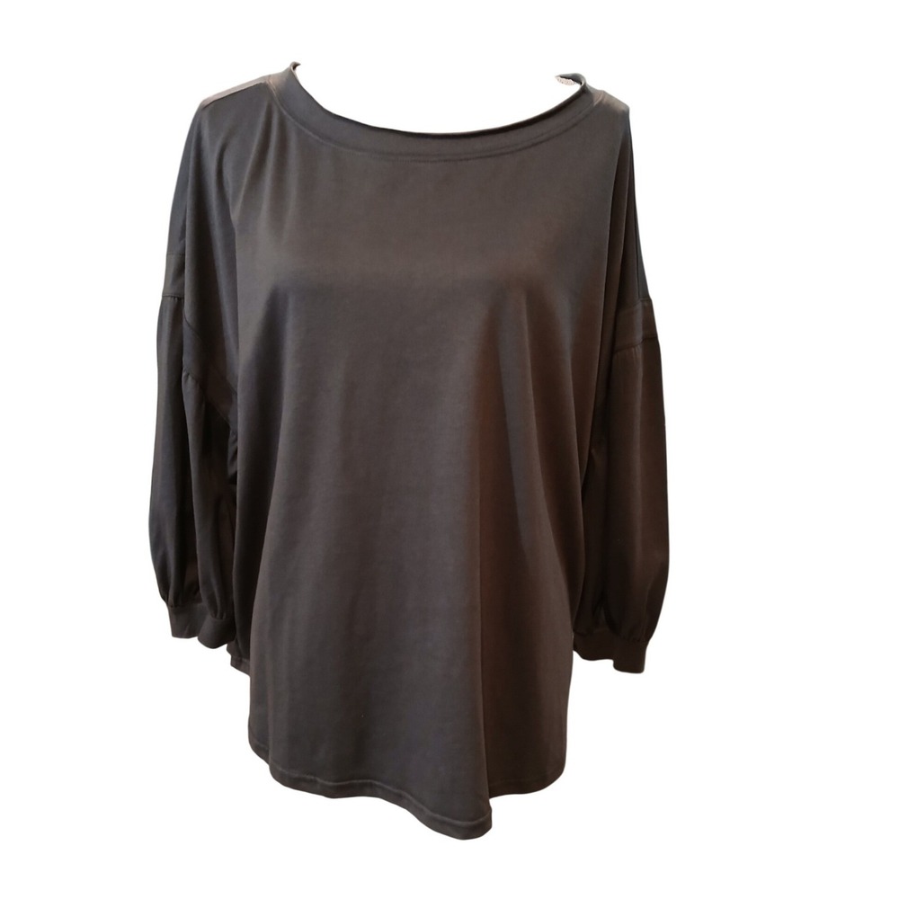 Heyson Small The Alyssa Charcoal Gray Oversized Lantern Sleeve Boat Neck Top New